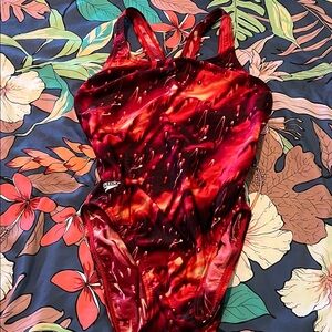 Speedo Fiery Red and Black Swimsuit teen size